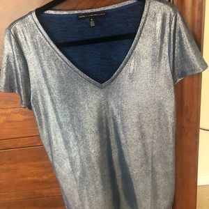 White House Black Market Metallic blue tee - Med